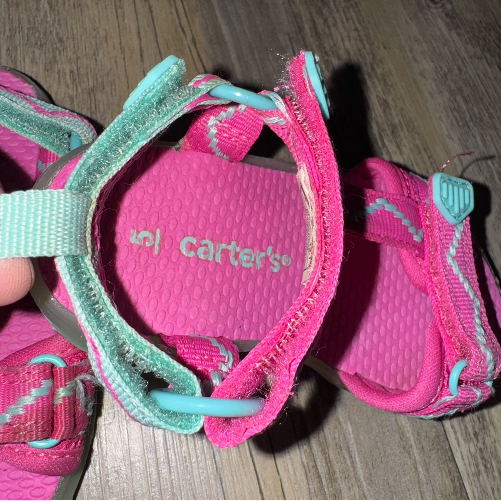 🎀3/$23🎀 Carter's Vibrant Pink and Aqua Kids Sandals - Picture 9 of 13